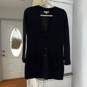 PENDLETON Black Button Front Cardigan Sweater Superfine Merino Wool Size Small